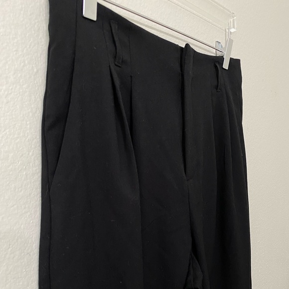 Womens Black Wide Leg Pleated Lounge Dress Pants - Picture 5 of 8
